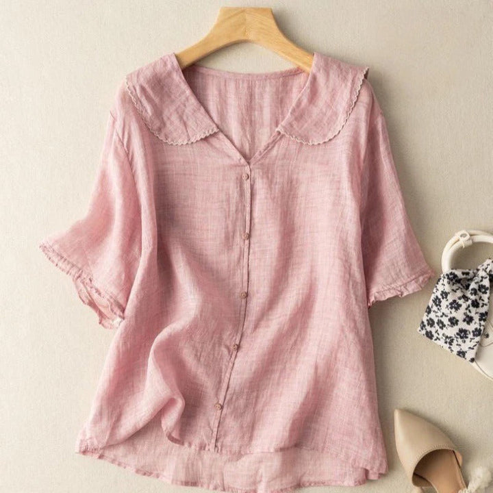 Kristi™ | Classic Vintage Blouse with Button Accents
