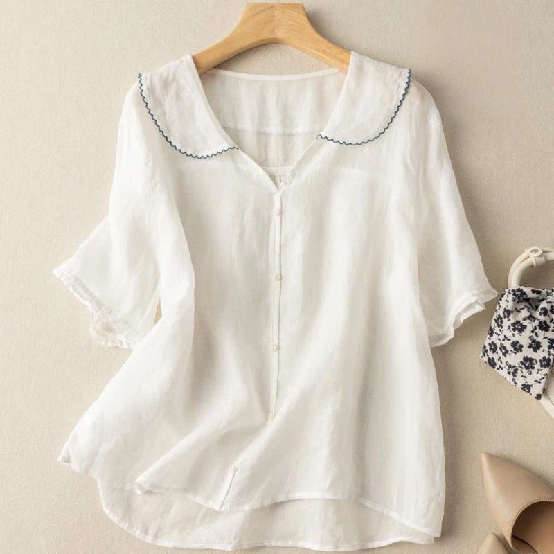 Kristi™ | Classic Vintage Blouse with Button Accents