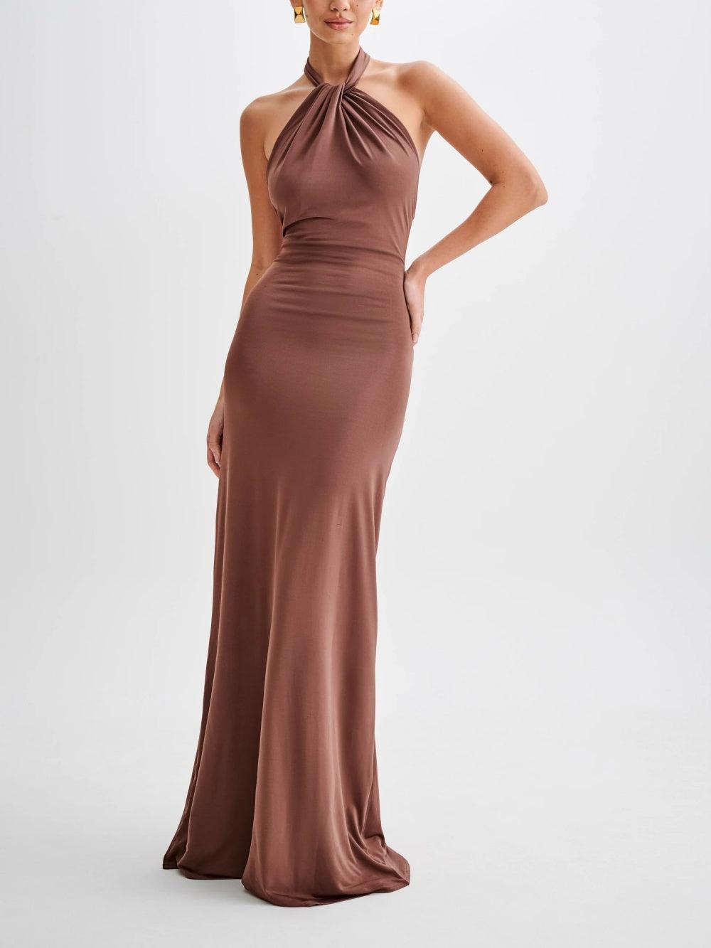 Kendra™ Slinky Halter Maxi Dress
