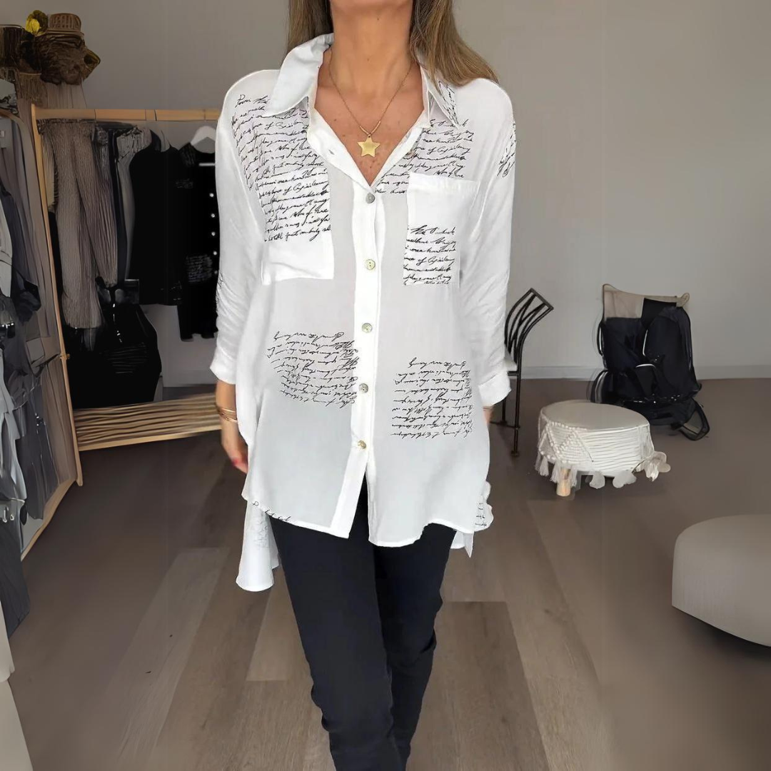 Carla™ | Signature Handwritten Button-Up Shirt