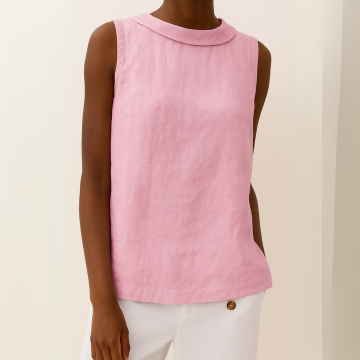 Maria™ | Sleeveless Top with Roll Collar