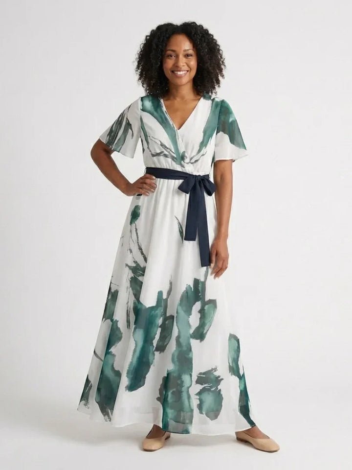Madison | Flutter Sleeve Belted Maxi Dress