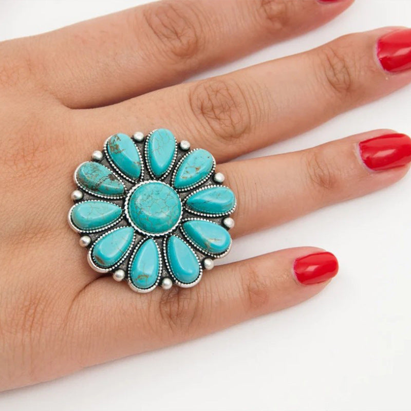 Floriana™ Turquoise Floral Alloy Ring