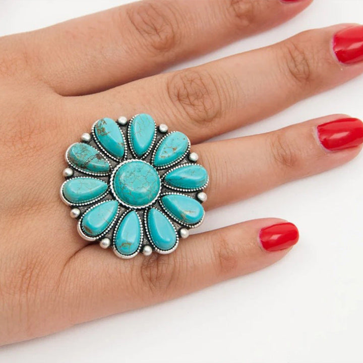Floriana™ Turquoise Floral Alloy Ring