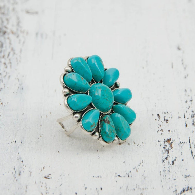 Floriana™ Turquoise Floral Alloy Ring