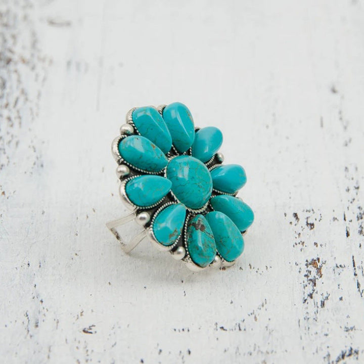Floriana™ Turquoise Floral Alloy Ring