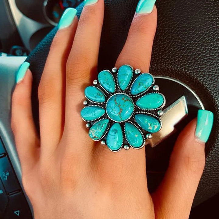 Floriana™ Turquoise Floral Alloy Ring