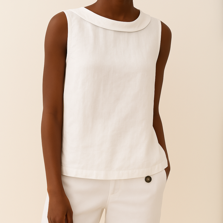 Maria™ | Sleeveless Top with Roll Collar