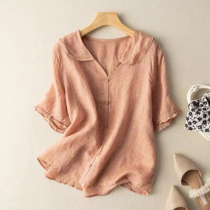 Kristi™ | Classic Vintage Blouse with Button Accents