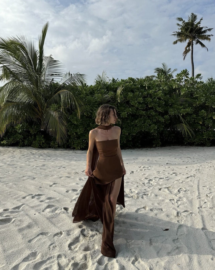 Stella | Strapless Asymmetric Maxi Dress for Women - Perfect for Wedding Guests
