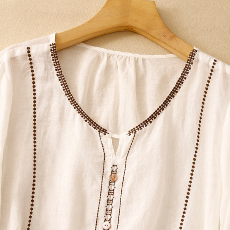 Gia™ | Ruffled Sleeve Blouse with Pattern Design