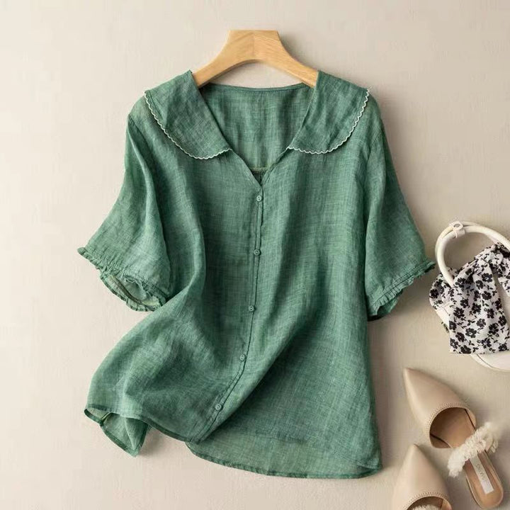 Kristi™ | Classic Vintage Blouse with Button Accents