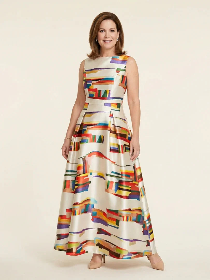 Valeria | Sleeveless Round Neck Pleated Maxi Dress
