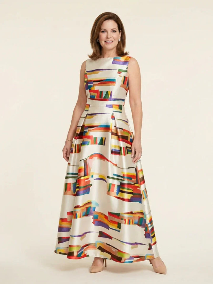 Valeria | Sleeveless Round Neck Pleated Maxi Dress
