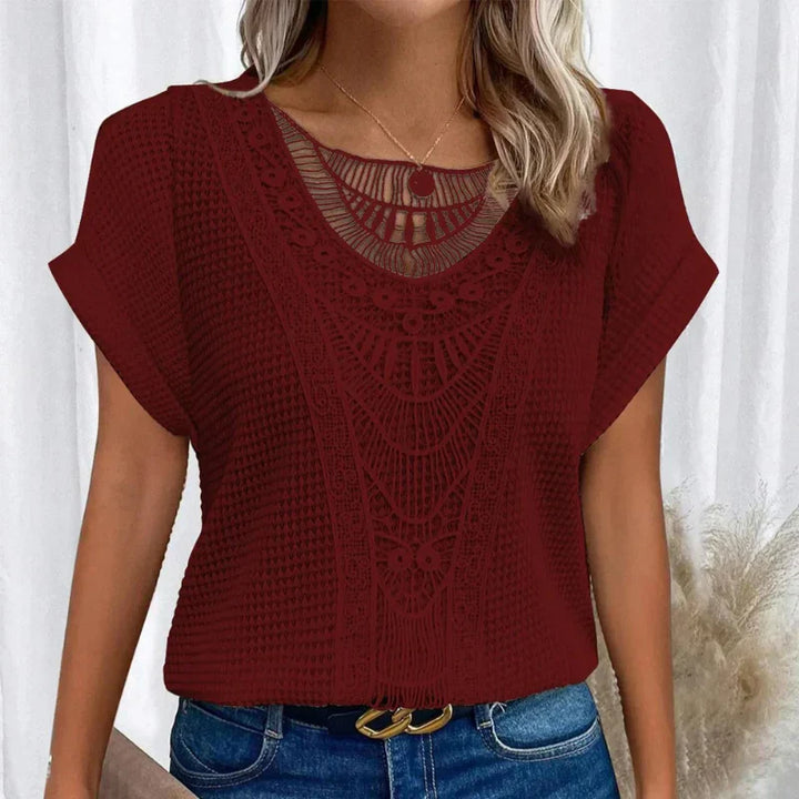 Rosa™ | Round Neck Top with Lace Trim