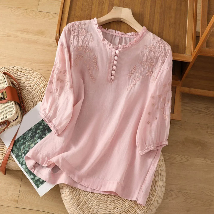 Suzanne™ Floral Print Button-Up Blouse
