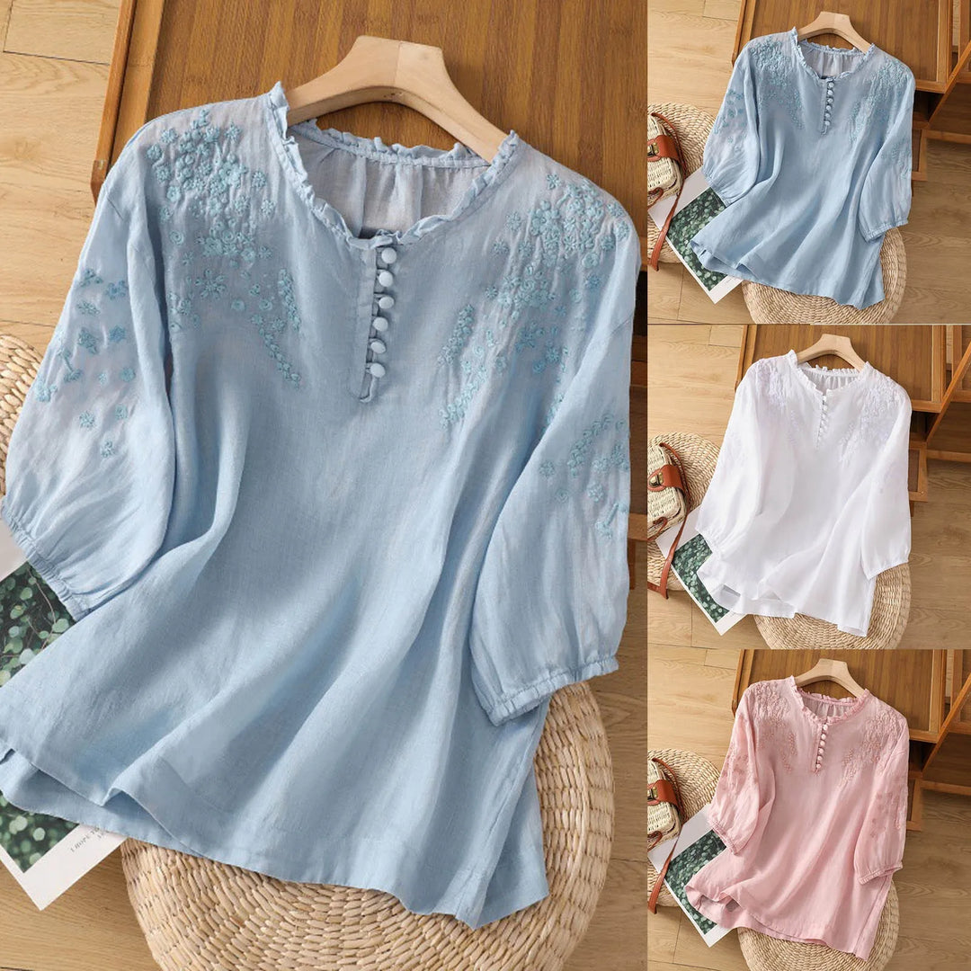 Suzanne™ Floral Print Button-Up Blouse