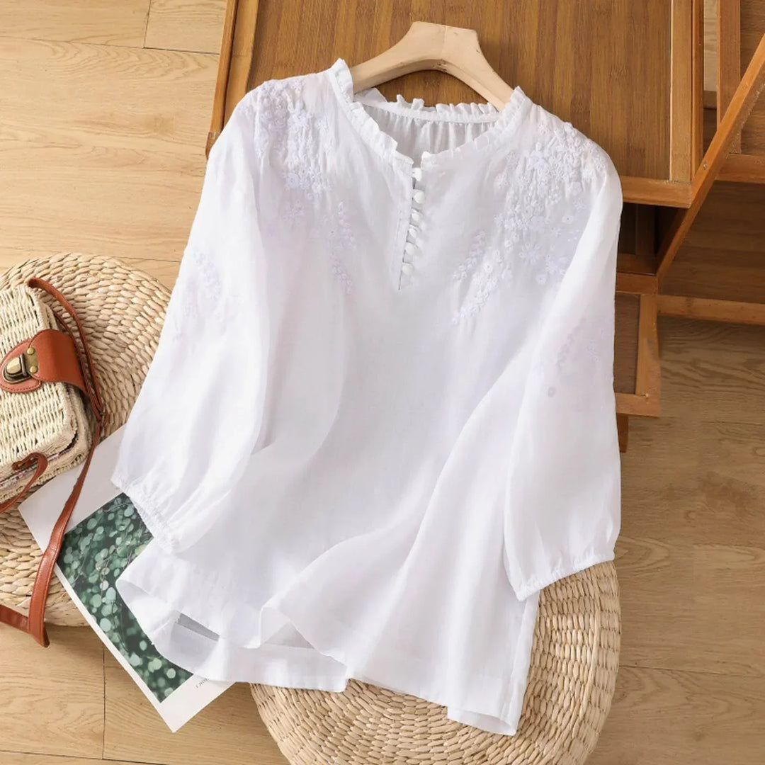 Suzanne™ Floral Print Button-Up Blouse