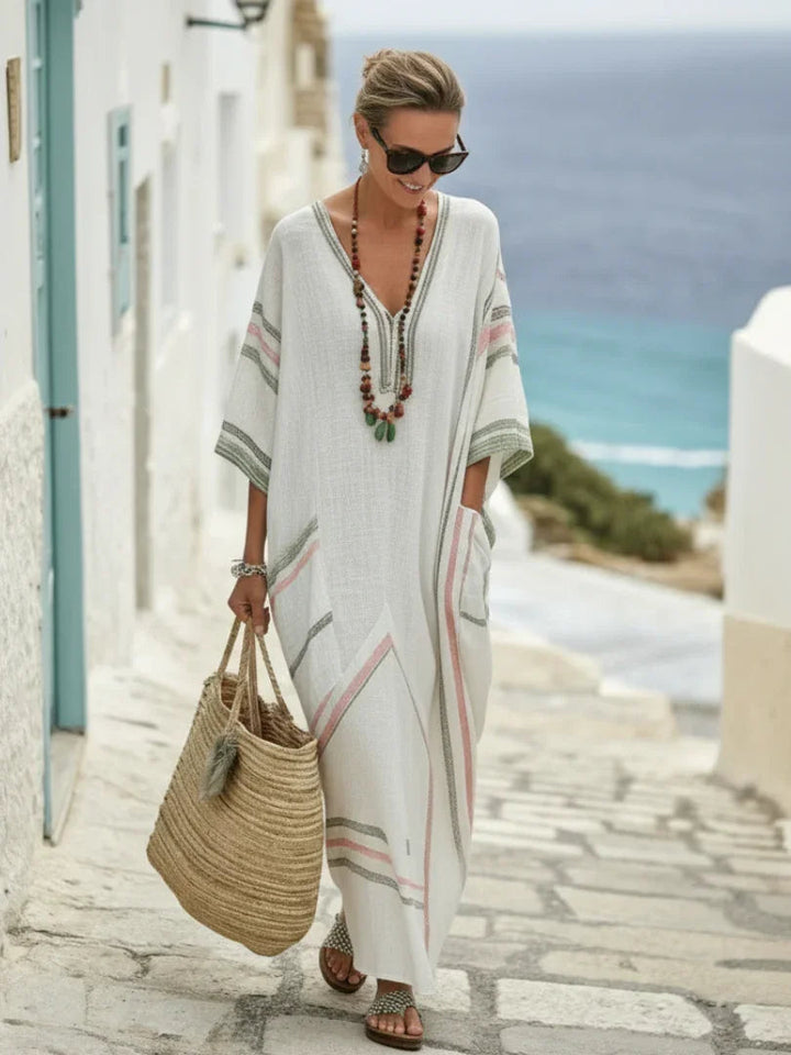 Althea | V Neck Wide Sleeve Pocket Maxi Dress