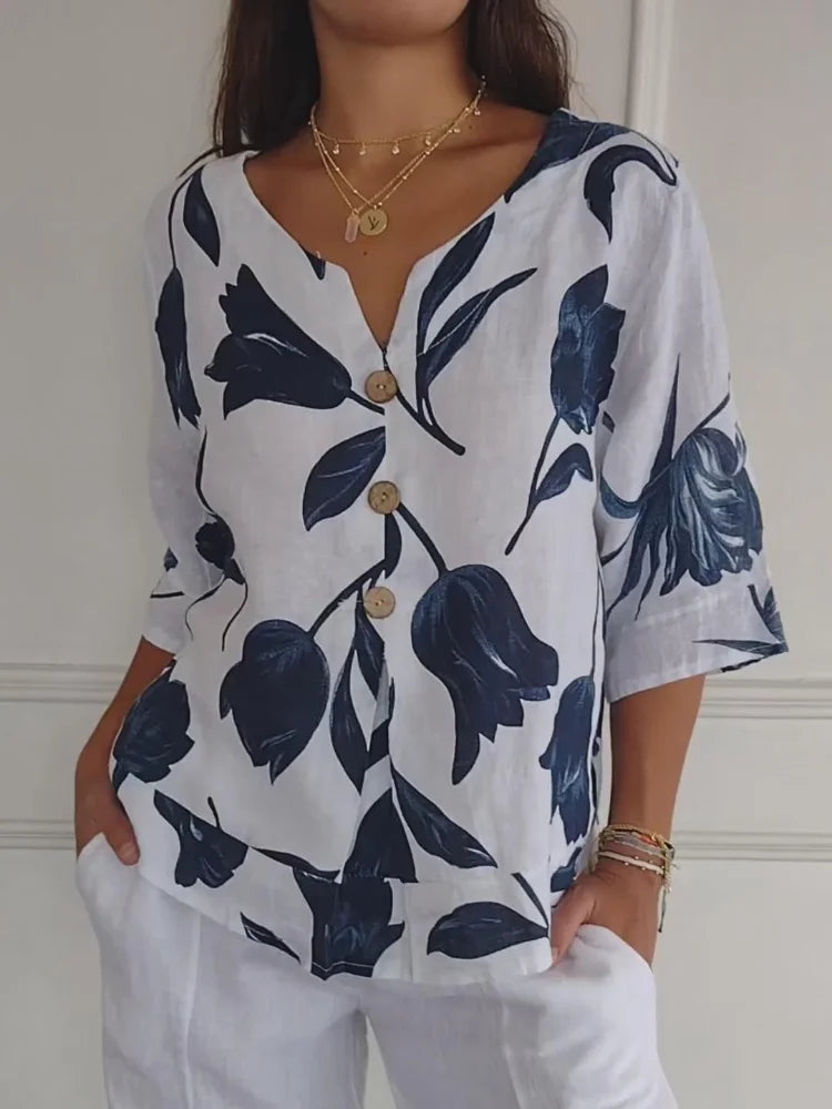 Sanne™ | Floral Print Button-Up Shirt