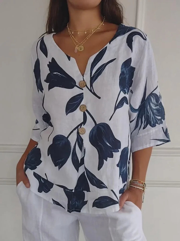 Sanne™ | Floral Print Button-Up Shirt