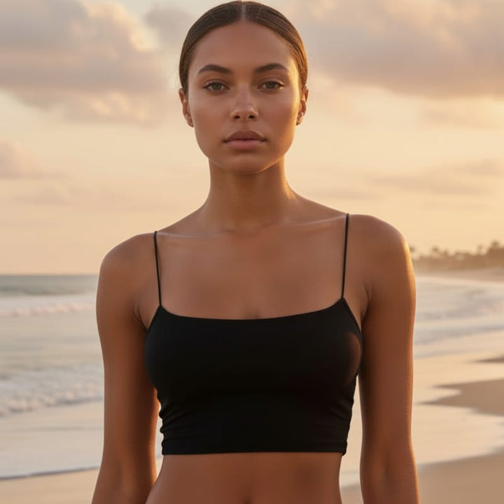 Solid Spaghetti Strap Crop Cami