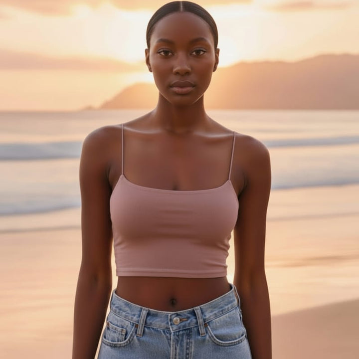Solid Spaghetti Strap Crop Cami