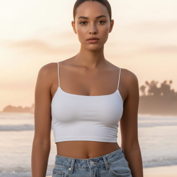 Solid Spaghetti Strap Crop Cami