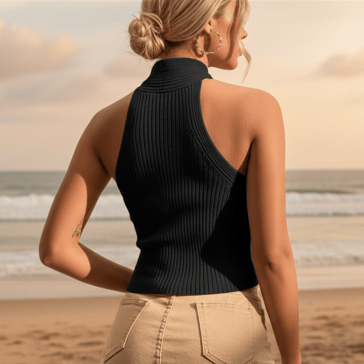 Criss Cross Halter Ribbed Crop Top
