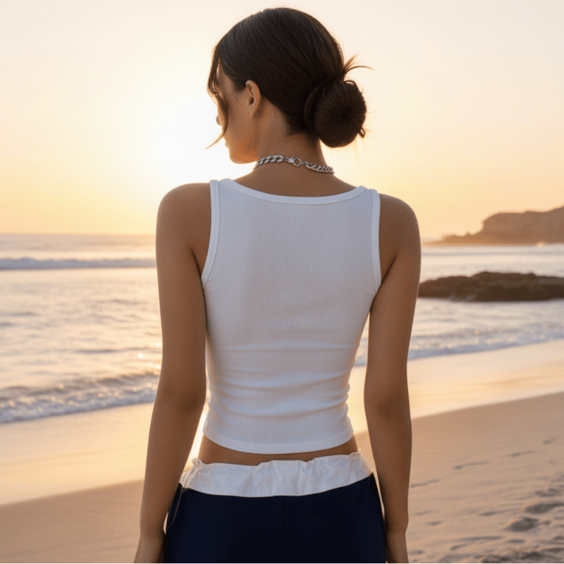 Square Neck Ribbed Crop Tank