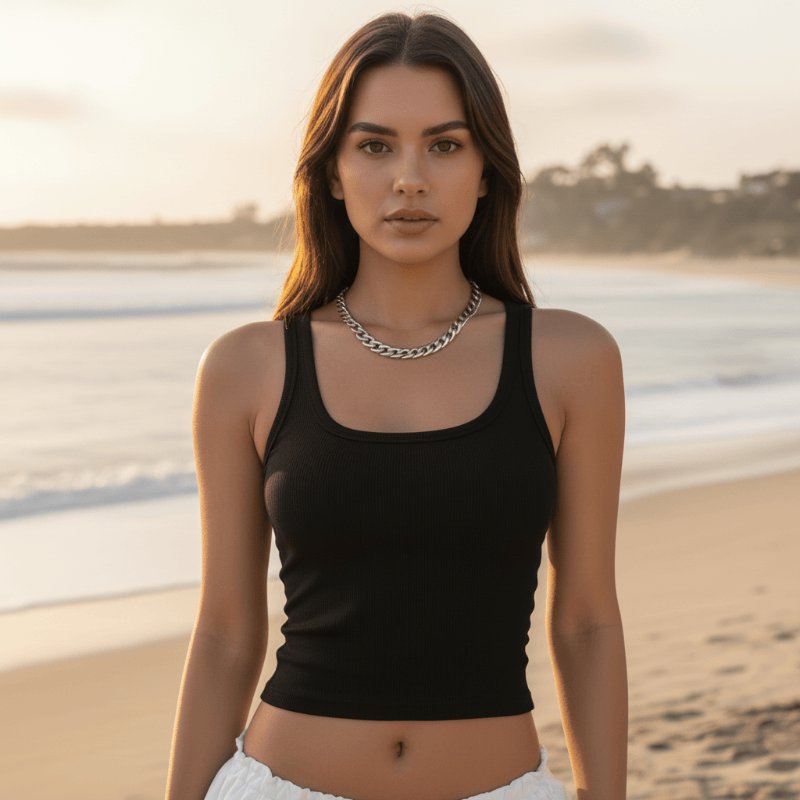 Square Neck Ribbed Crop Tank