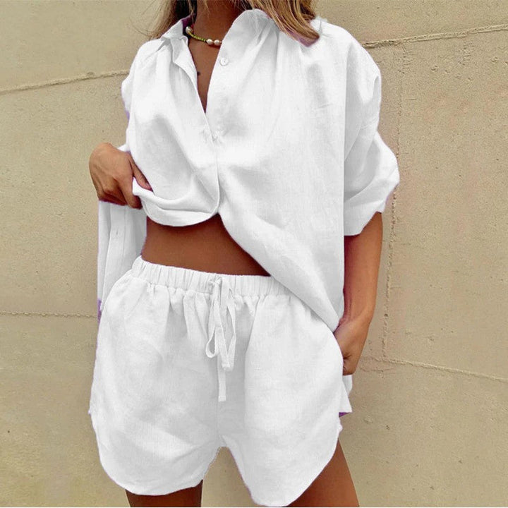 Kate Amsterdam Women's Oversized Blouse and Shorts Summer Two-Piece Set
