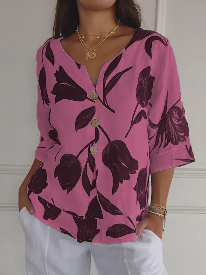 Sanne™ | Floral Print Button-Up Shirt