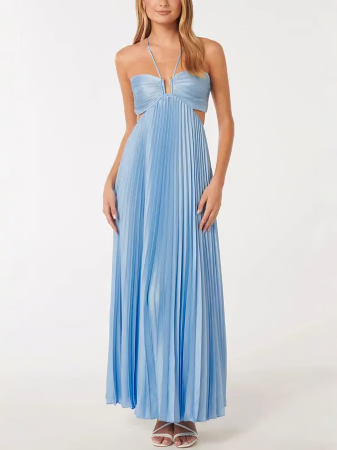 Orchid | Women's Halter Maxi Dress for Wedding Guests - Evening Wear