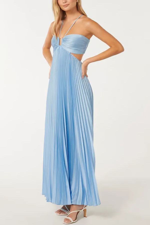 Orchid | Women's Halter Maxi Dress for Wedding Guests - Evening Wear