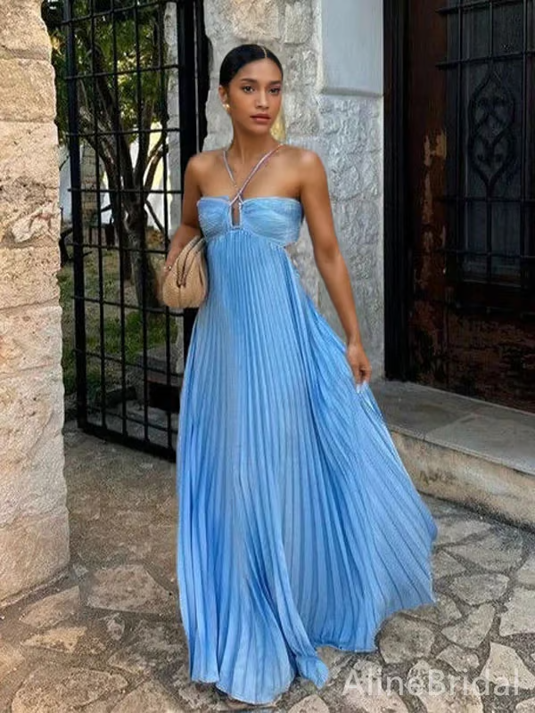 Orchid | Women's Halter Maxi Dress for Wedding Guests - Evening Wear