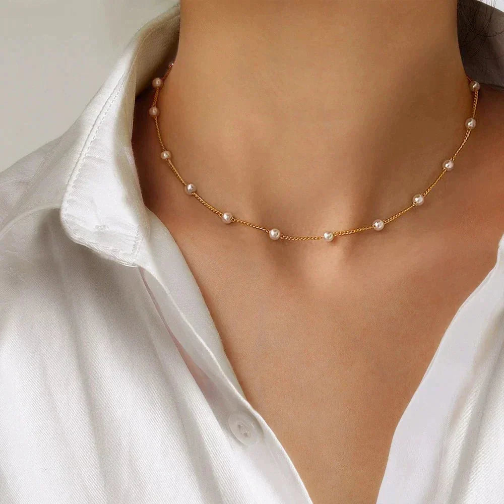 Lustra™ Gold Pearl Necklace